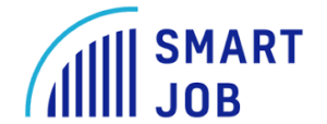Smart Job logo, which features blue bold text 'SMART JOB' accompanied by geometric cone shape.