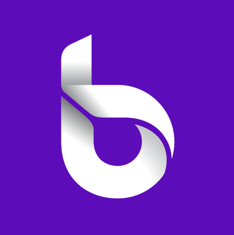 Purple background with the letter b in white