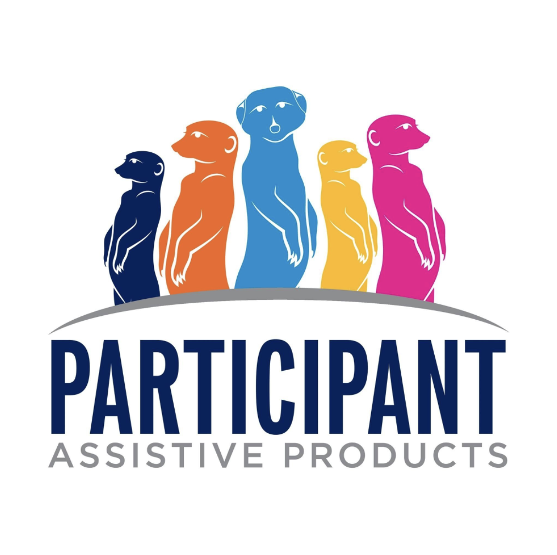 5 meerkats above a half moon with the words Participant Assistive Products underneath