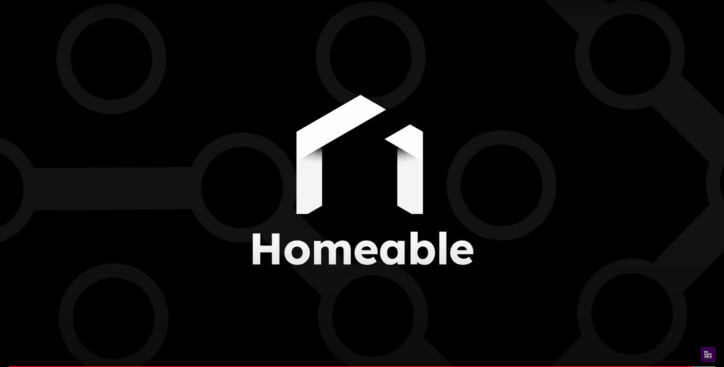 Black tile with white Homeable logo in the centre.