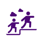 Icon of a person leading another person up a step