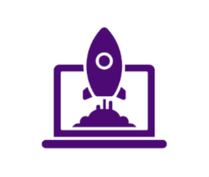 icon of a rocket coming out of a laptop