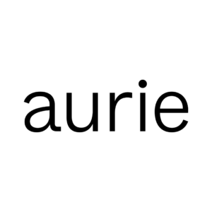 Aurie logo which features lowercase stylised text 'aurie'.