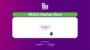 Purple background with Remarkable logo. White bold text heading ‘#RA23 Startup Story’. The Care Co logo is in the centre. At the bottom is ‘Made possible by Cerebral Palsy Alliance and Cerebral Palsy Alliance Research Foundation.