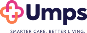 Umps logo - pink and orange cropped hearts interlocking beside the capitalised word Umps with the byline of Smarter Care, Better Living