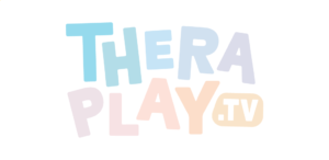 Theraplay logo, which is their company name written in a capitalised multi-coloured font. 